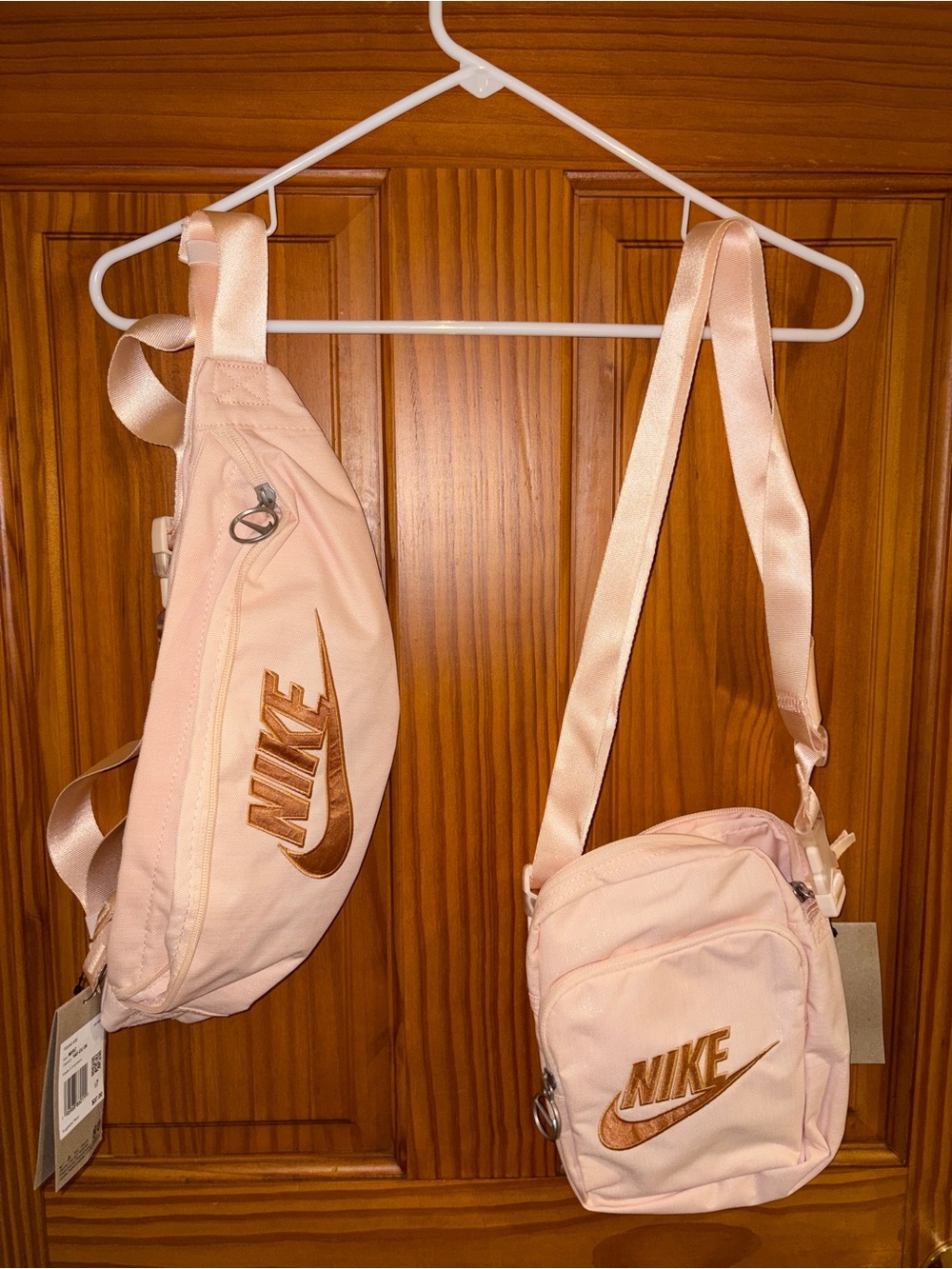 Nike Light Pink Crossbody and Sling Bag Duo with Copper Logo
